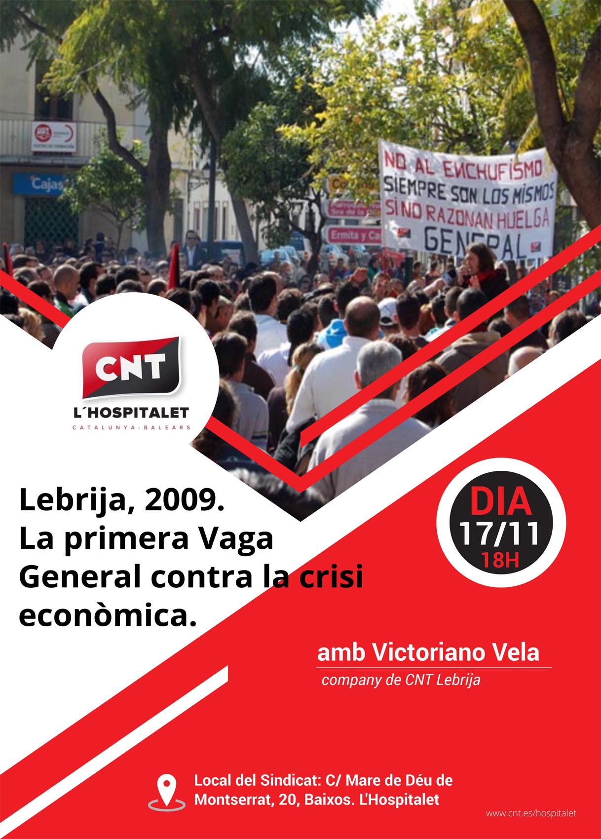 Xerrada a L’ Hospitalet: “Lebrija, 2009. La primera Vaga General contra la crisi econòmica.”